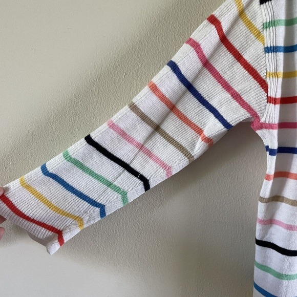 Talbots Rainbow Striped 3/4 Sleeve V Neck Pull Over Sweater Womens Size Medium - Picture 4 of 7